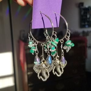 Silver dangle earrings with Elephant charm